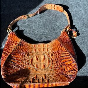 Brahmin Tan Crocodile Embossed Hobo Bag